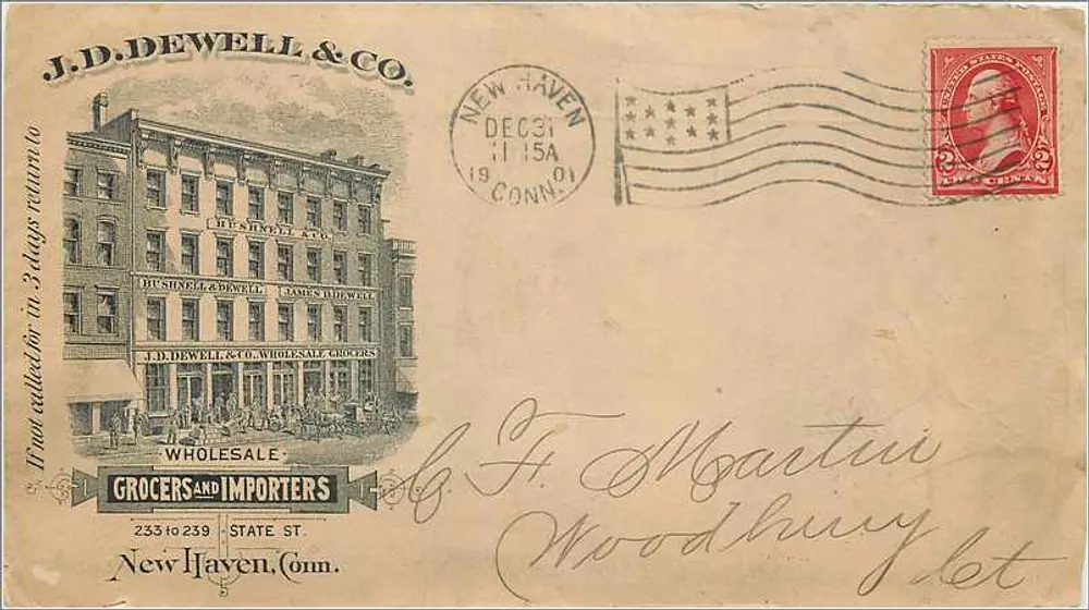 J.D. DEWELL & CO. — BUSHNELL & CO. — New Haven, Conn. - Vorderseite