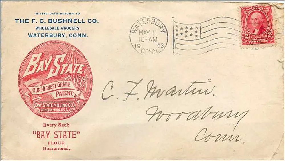 Mehlwerbung — Bay State Milling Co. — The F.C. Bushnell Co. Waterbury, Conn. - Vorderseite