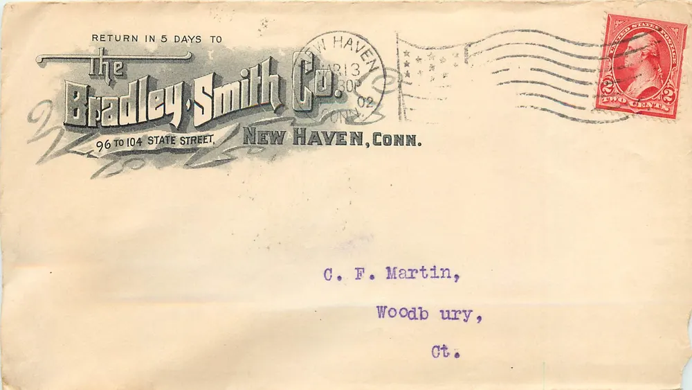 New Haven, Conn. — Geschäftsbrief von The Bradley-Smith Co. — 1902 - Vorderseite