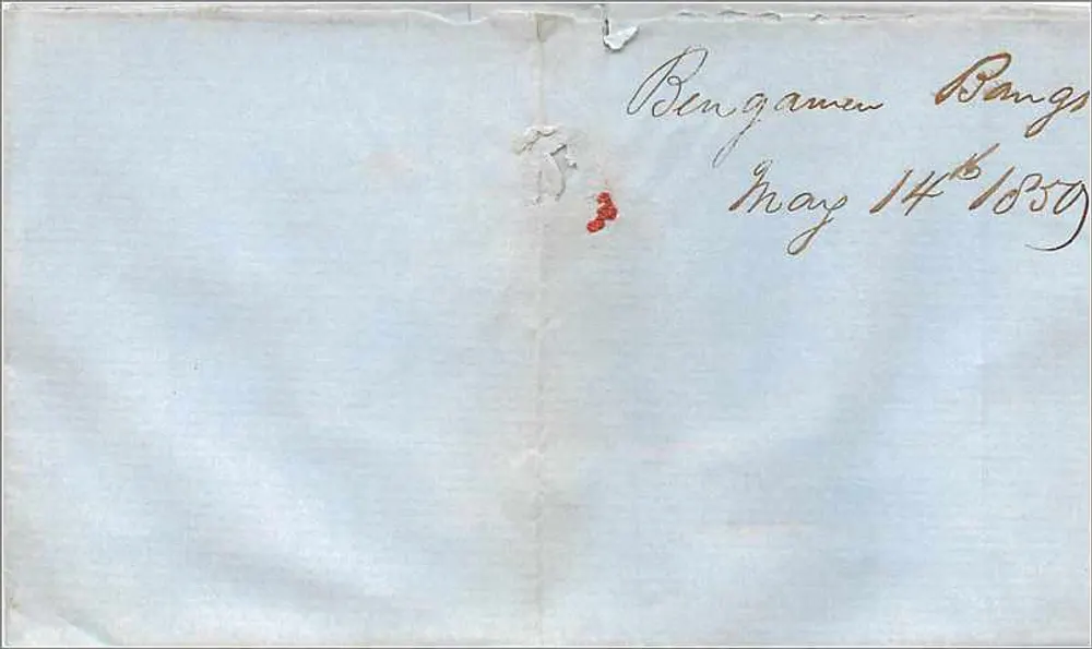 Bengkulu — Lettera datata 14 maggio 1850 — senza editore né numero di serie visibili - Verso