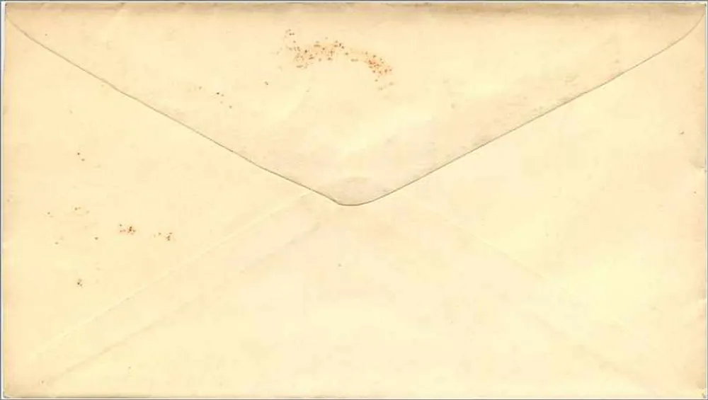 Dunwoody — envelope com selo de 3 centavos — editor não visível - Verso