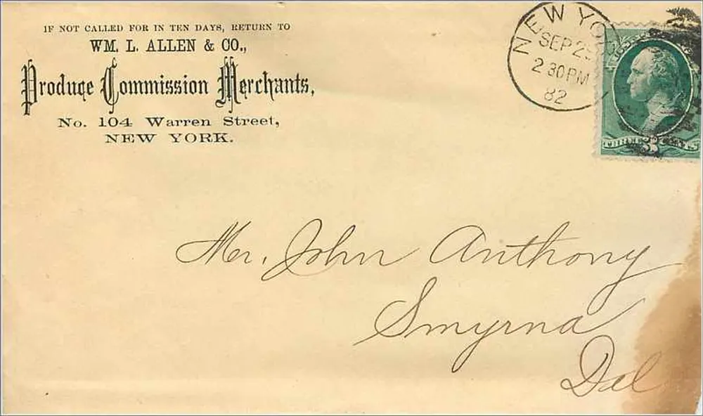 New York — Handelsumschlag — WM. L. ALLEN & CO., Nr. 104 Warren Street - Vorderseite