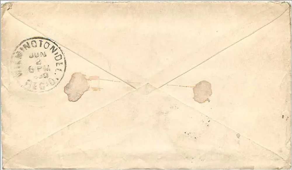 Philadelphia — Brief an Col. B.A. du Pont in Wilmington, Delaware — Robert Frazer, Bauingenieur und Bergmann - Rückseite