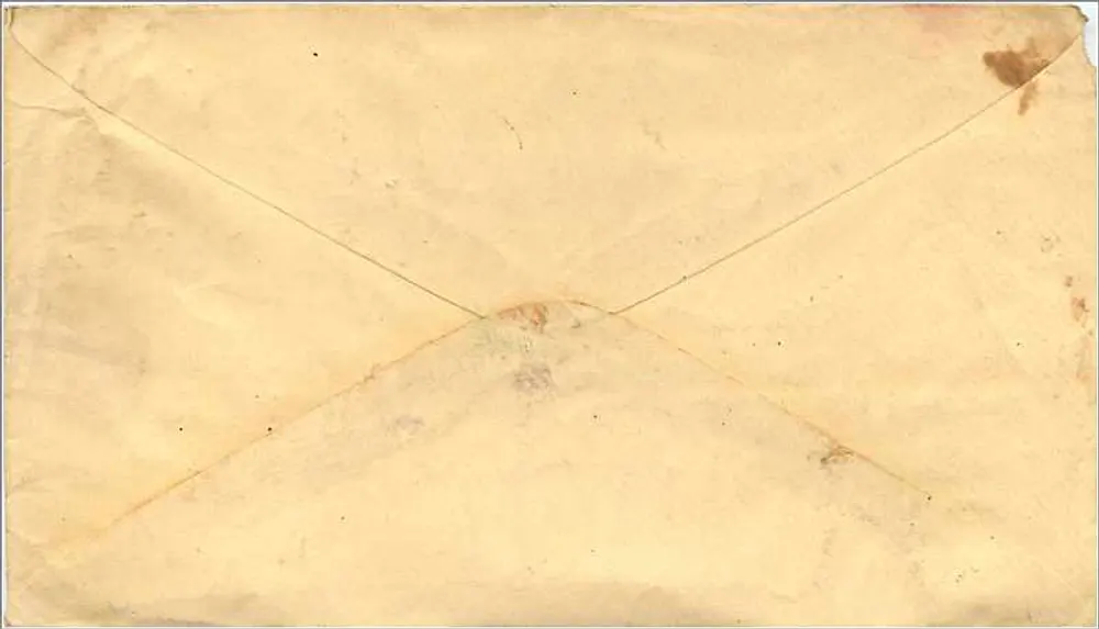 Umschlag an Richard S. Sanglas — 3-Cent-Jefferson-Stempel — Stempel von Crary, NY - Rückseite