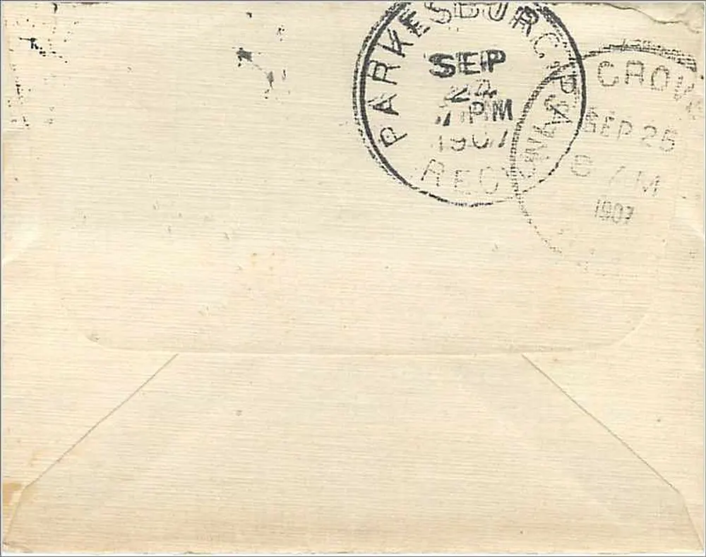 Ansichtskarte von Cochranville — 2 Cent Washington-Stempel — an Mrs. C.F. Lumby, Crest Grove, Chester Co, PA adressiert - Rückseite