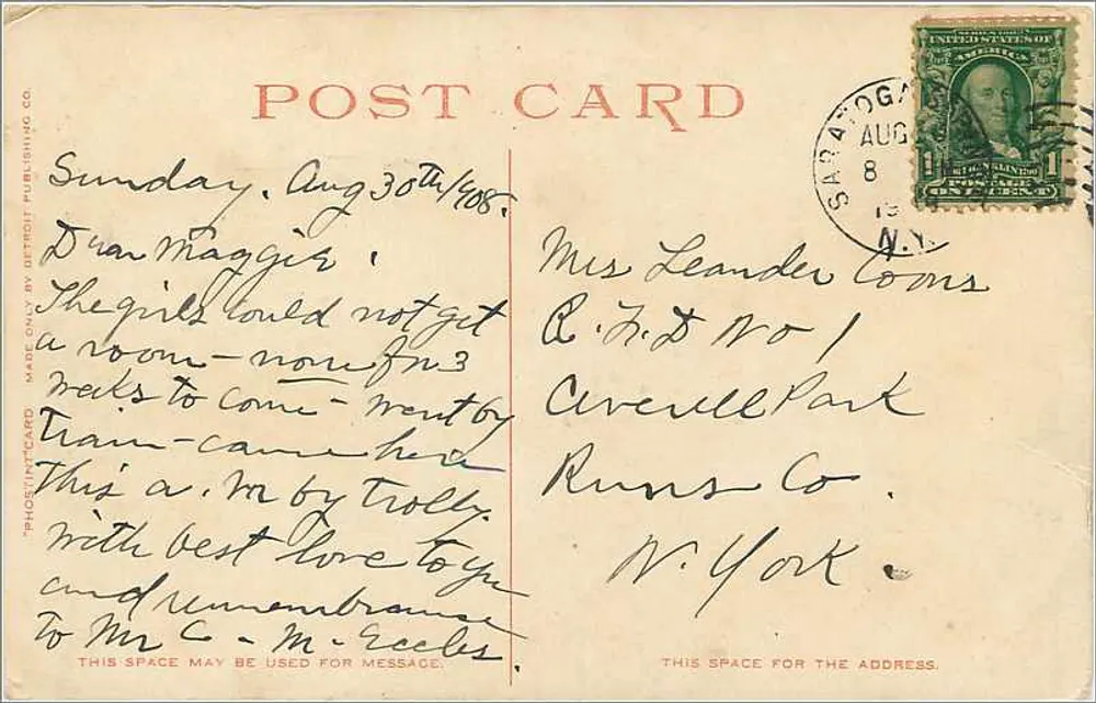 Fontäne im Canfield Park, Saratoga, N.Y. — Detroit Photographic Co. n° 8490 - Rückseite