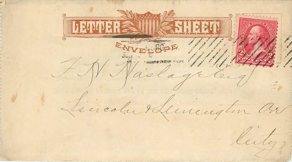 Enveloppe à lettre — feuille imprimée — éditeur American Bank Note Company, New York - Recto