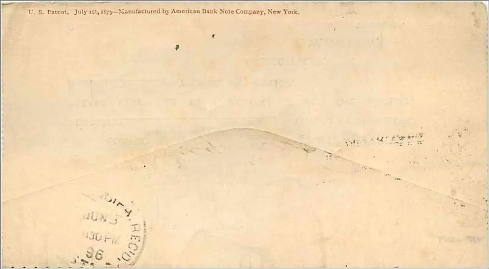 Enveloppe à lettre — feuille imprimée — éditeur American Bank Note Company, New York - Verso