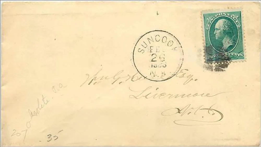 Suncook — Lettera verso Mulgrave, N.Y. — Editore sconosciuto, numero di serie non visibile - Recto