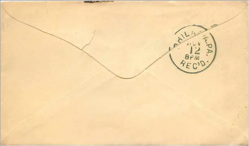 Pottsville — Umschlag mit 3-Cent-George-Washington-Stempel — an C. Tower, Philadelphia - Rückseite