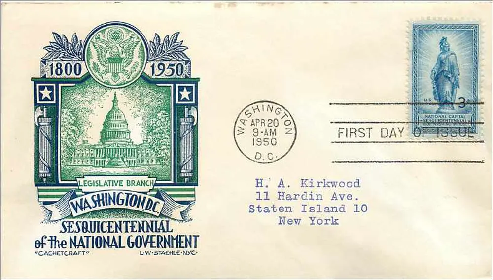 150. Jubiläum der Nationalregierung — Legislative Zweigstelle — L.W. Staehle, NYC - Vorderseite