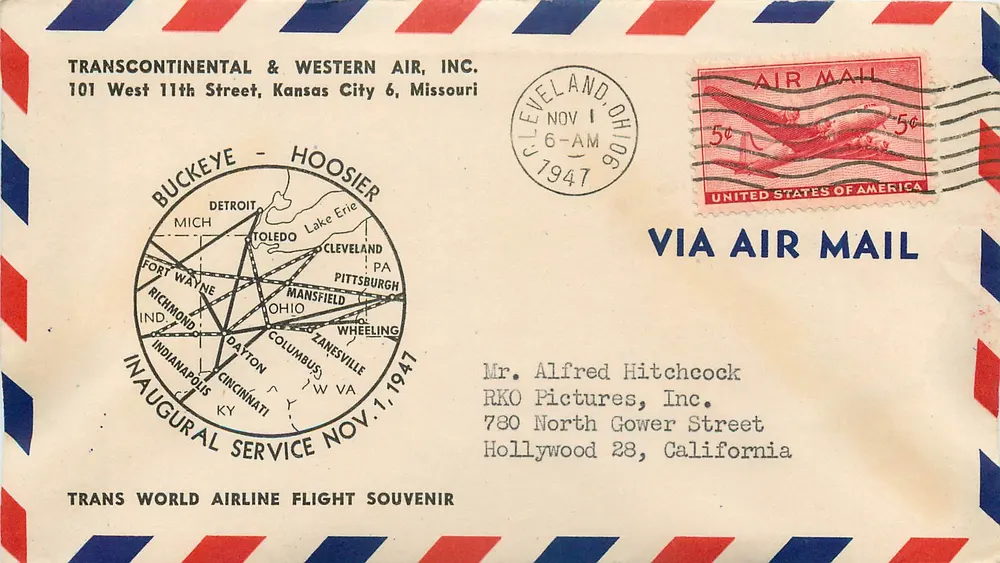 Erster Flug der Trans World Airline — Cleveland, Ohio — 1. November 1947 — Transcontinental & Western Air, Inc. - Vorderseite