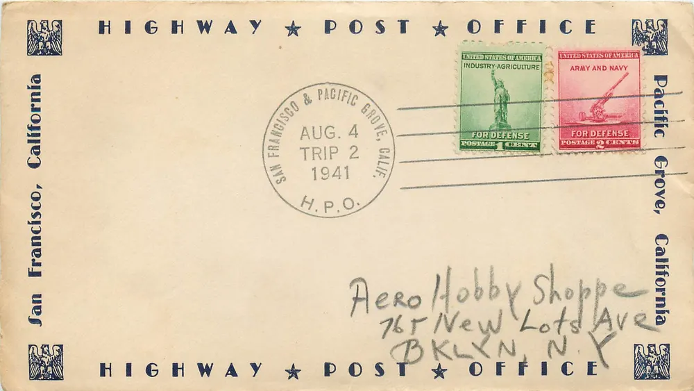 San Francisco & Pacific Grove, Califórnia — viagem militar 1941 — editor Highway Post Office - Frente