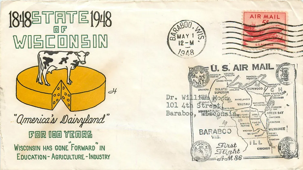 Wisconsin — 1848-1948 Centennial — 'America's Dairyland' — Baraboo, Wisconsin - Vorderseite