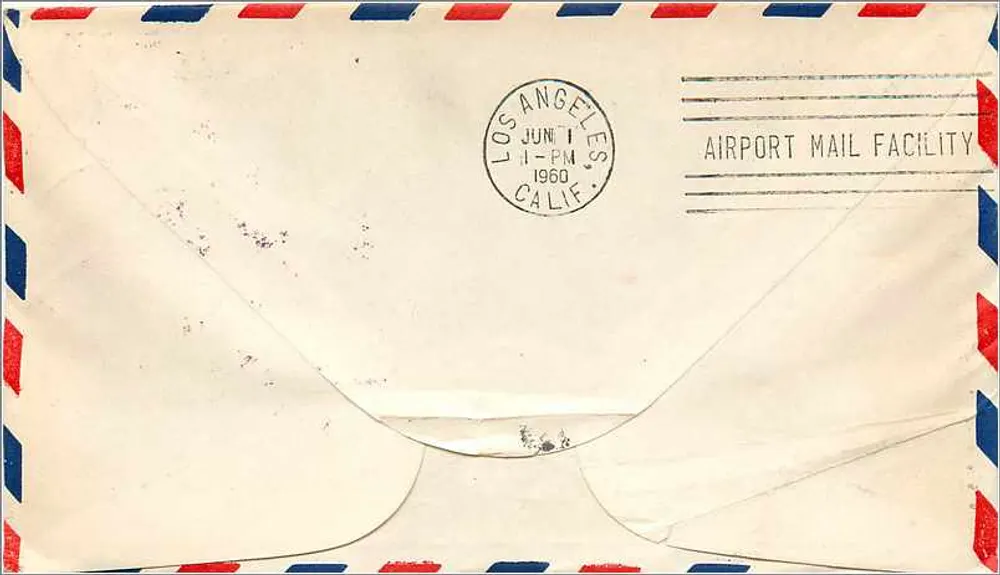 Seattle - Los Angeles — erster Jet-Mail-Flug — Dienst AM-13 - Rückseite