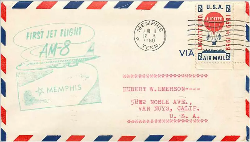Erster Jet-Flug AM-8 — Memphis — unbekannter Verlag, Seriennummer nicht sichtbar - Vorderseite