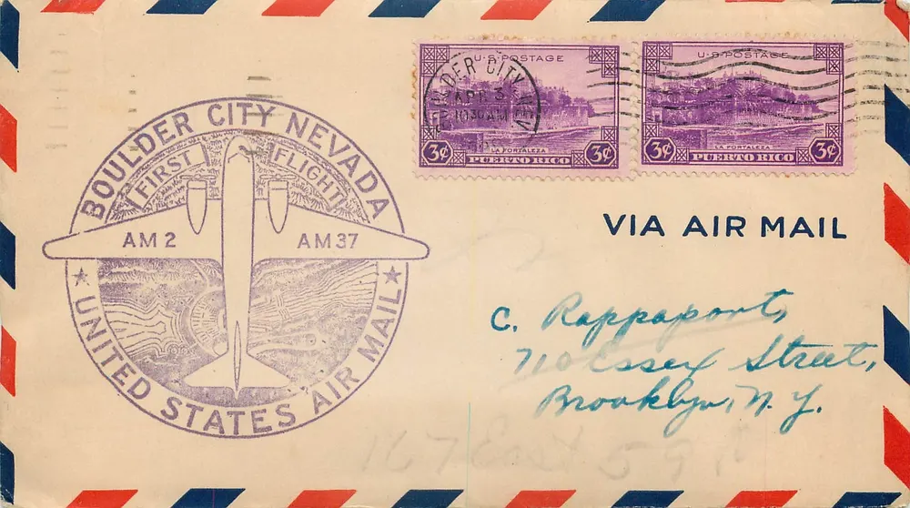 Boulder City, Nevada — erster Flug — United States Air Mail - Vorderseite