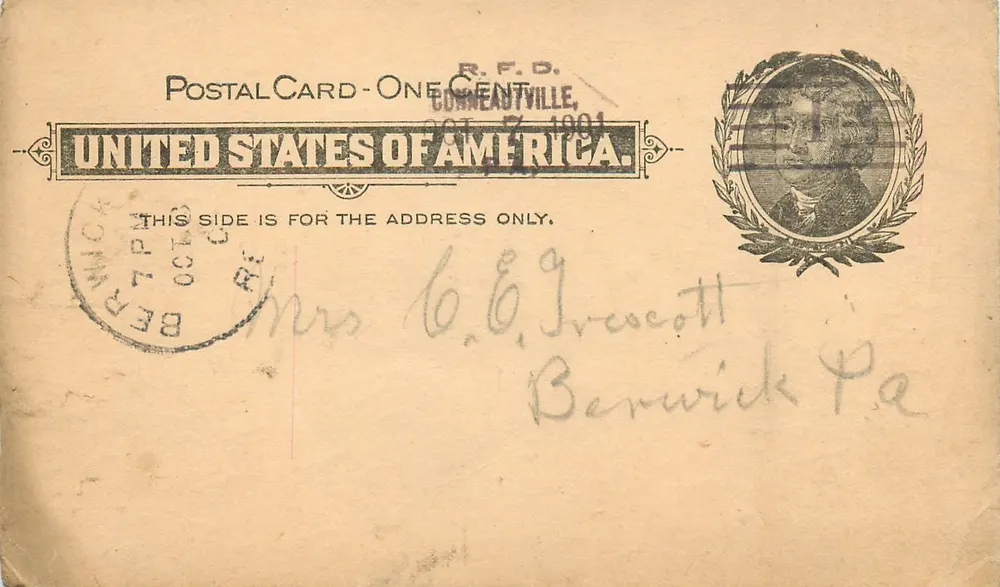 Berwick, Pennsylvania — amerikanische Karteikarte aus dem Jahr 1901 — Verlag nicht sichtbar - Vorderseite