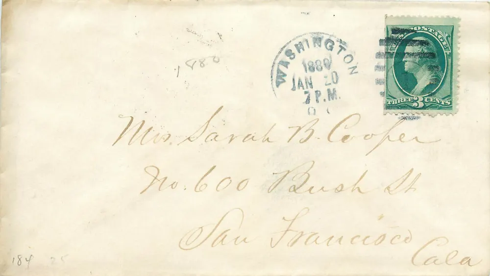 Washington — Umschlag an San Francisco versandt — 3-Cent-Stempel 1880 - Vorderseite