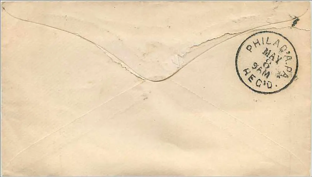 Carte postale à destination de Philadelphie — timbre 3 cents Jefferson — datée 3/2/79 - Verso
