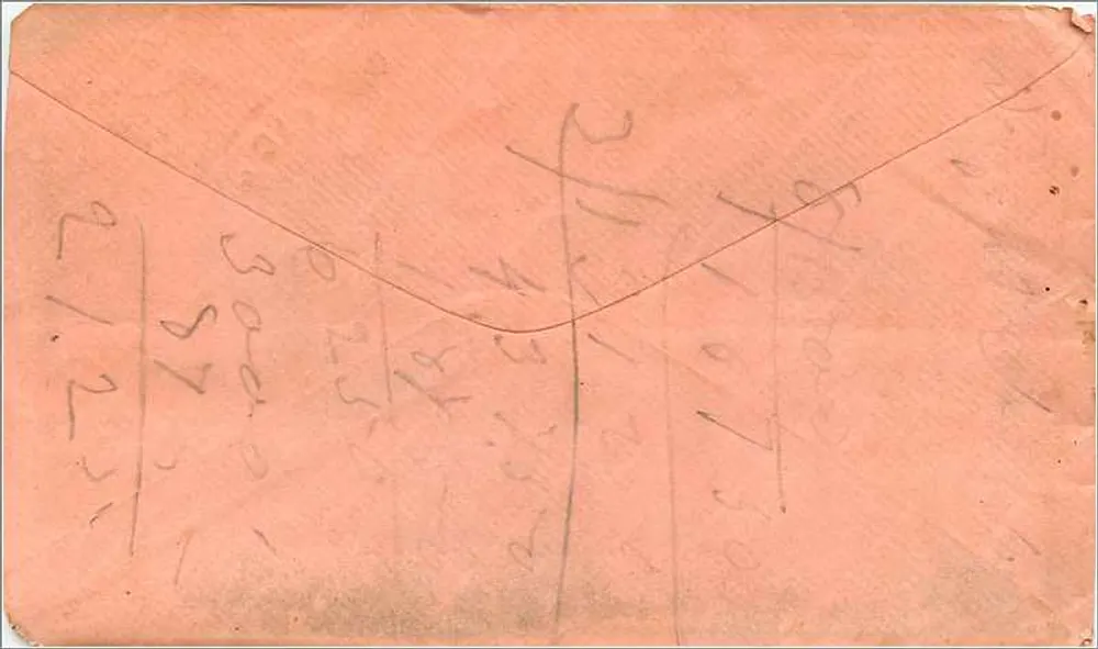 Raleigh, N.C. — Umschlag datiert Januar 1844 — 3-Cent-Stempel Jefferson - Rückseite