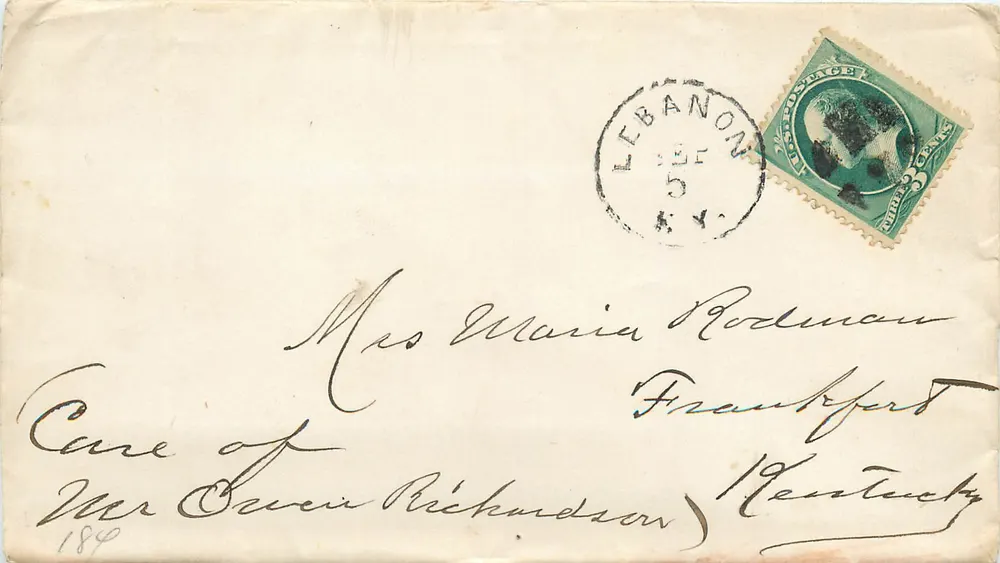 Carta postal de Beirute — selo de 3 piastres — destinada a Frankfurt (Kentucky) - Frente