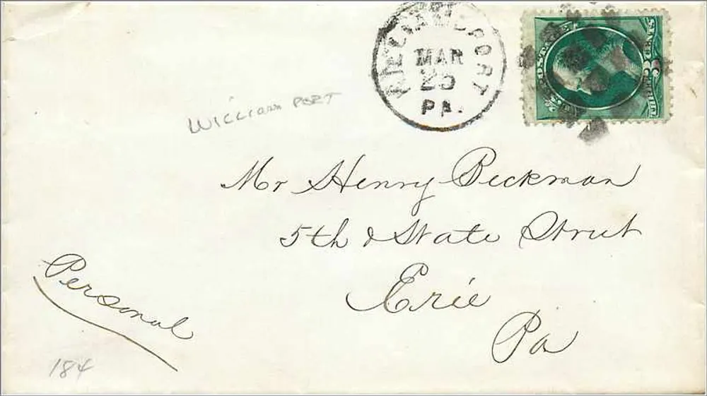 Persönliche Karte — 184 — William Port an Henry Beckman — Verlag nicht sichtbar - Vorderseite