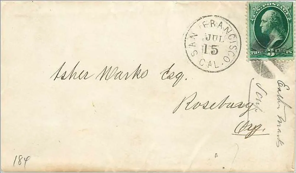 San Francisco — Karte an den 184 gesendet — grüner 3-Cent-Stempel - Vorderseite