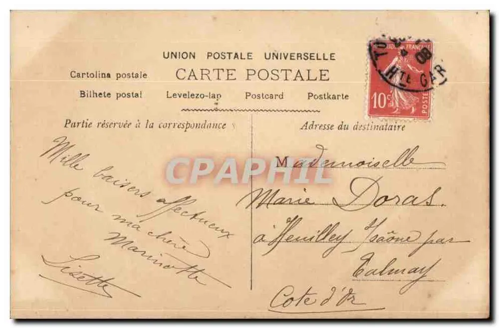 Paar in einem Boot — Toulouse, 4. März 1908 — unbekannter Verlag, Nr. 705 - Rückseite