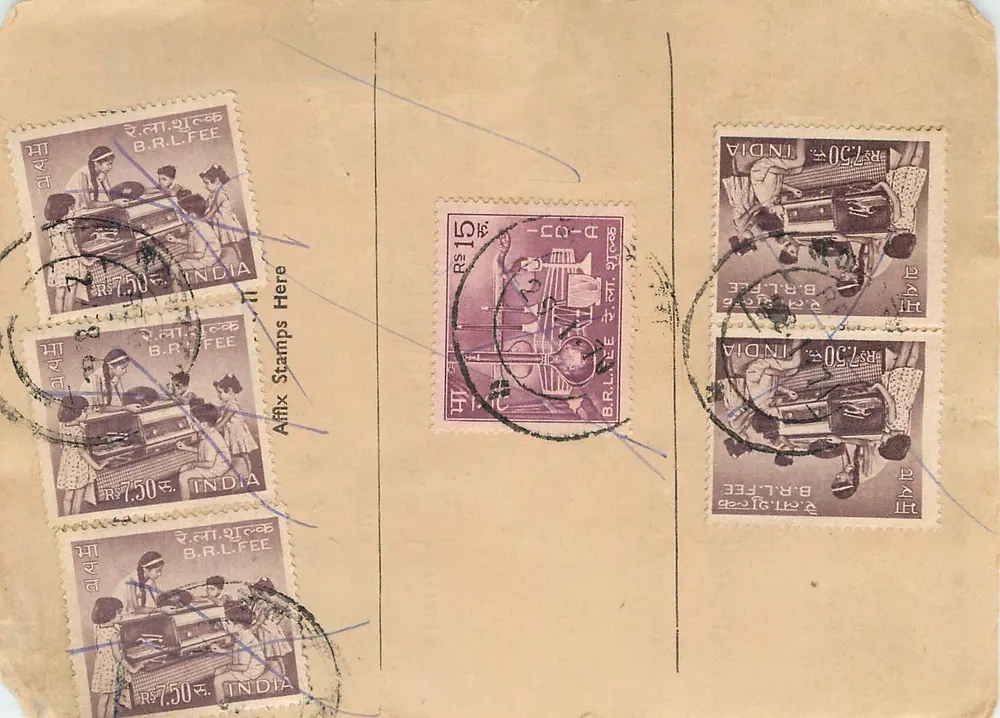 Carta postal da Índia — selos de renovação — editor: Postmaster - Frente