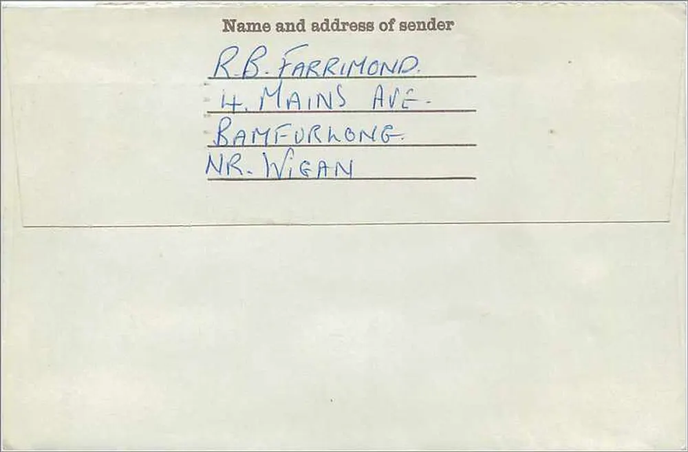 Wigan — Briefumschlag vom 9. Januar 1969 — Stempel 1d und 4d - Rückseite