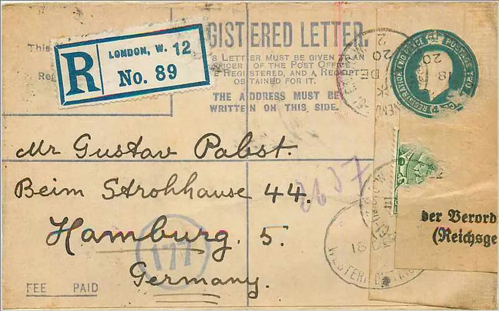 Hamburg — Empfangsbestätigte Briefkarte — London, W. 12, Nr. 89 - Vorderseite