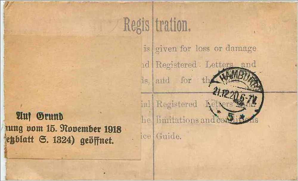 Hamburg — Empfangsbestätigte Briefkarte — London, W. 12, Nr. 89 - Rückseite