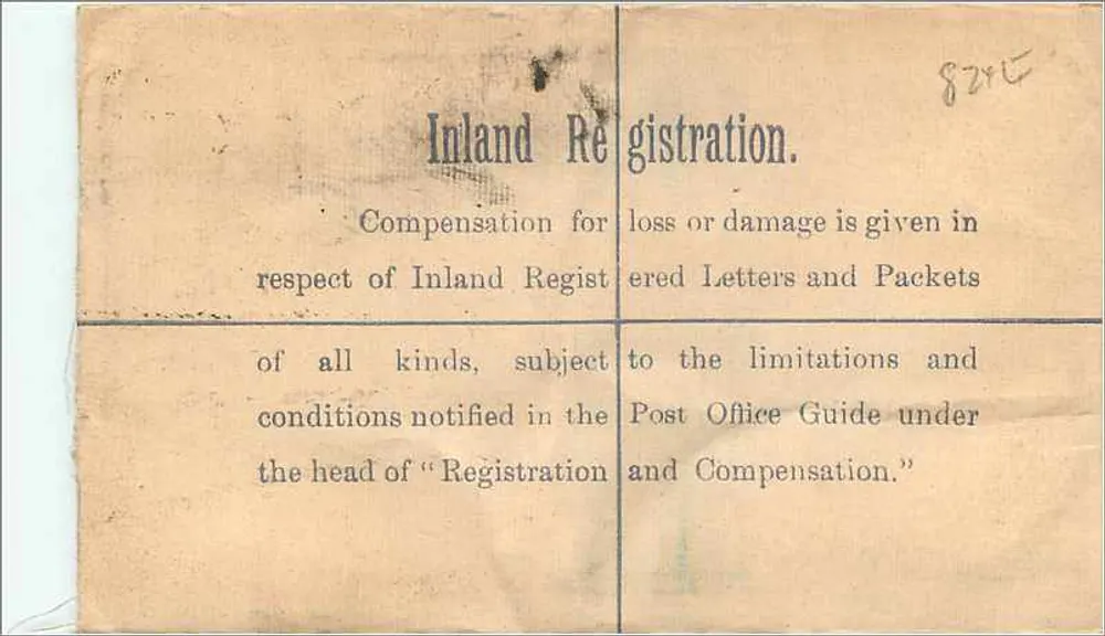 Registerkarte — Verleger: Post Office — Seriennummer: 82rC - Rückseite