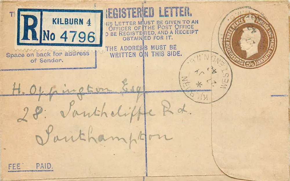 Kilburn — Empfangsgesicherte Briefkarte — British Post Office - Vorderseite