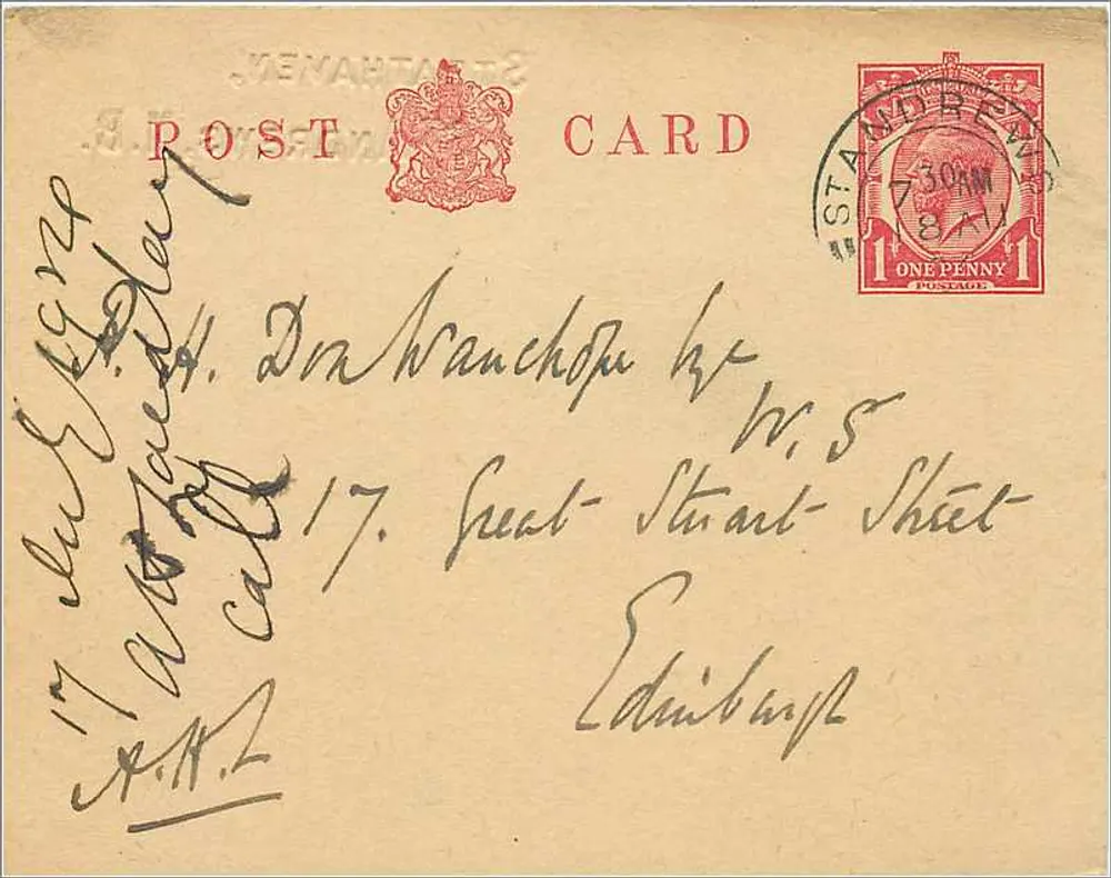 Strathaven, St. Andrews, N.B. — carta postal datada de 17 de agosto de 1924 — editor não visível - Frente