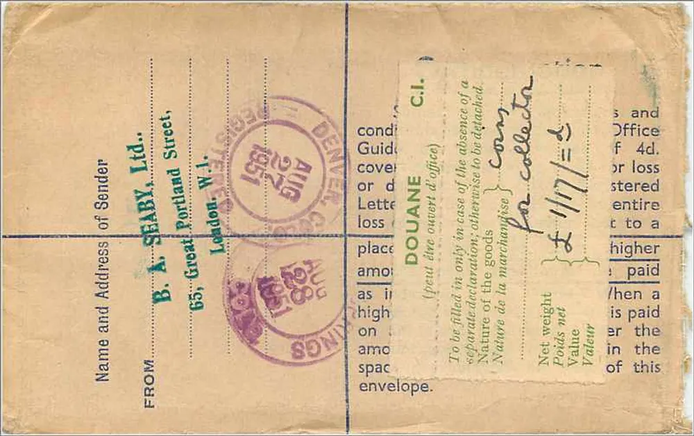 Registerkarte — London — Verlag B. A. SHABY, Ltd. — Seriennummer 4734 - Rückseite