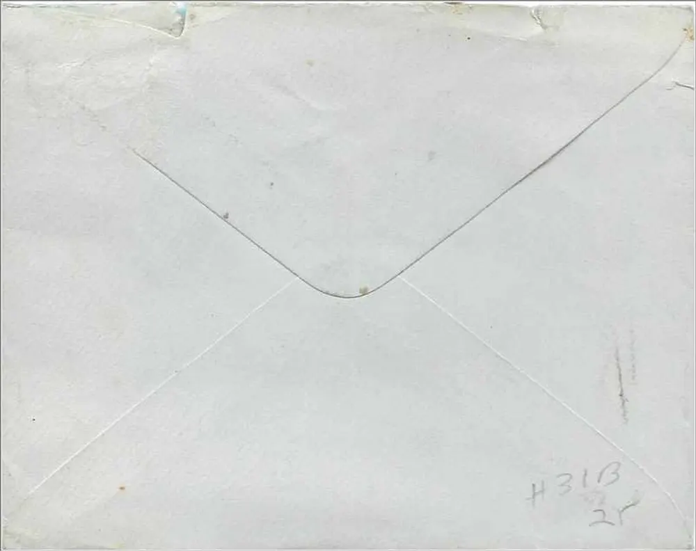 वेस्ट क्लिफ ऑन सी के लिए पोस्टकार्ड — बर्नेट, 25 फरवरी 1957 — 2½ पैंस के टिम्बर - पीछे