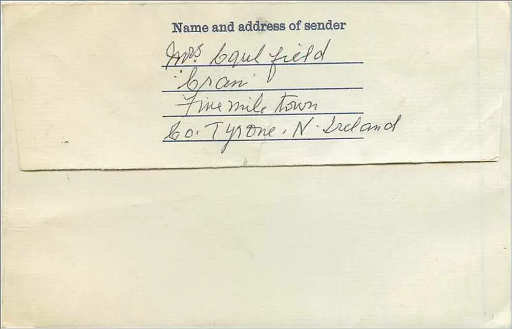 Tarjeta postal aérea de Fine Mile Town — Irlanda — editor no visible, número de serie no visible - Reverso