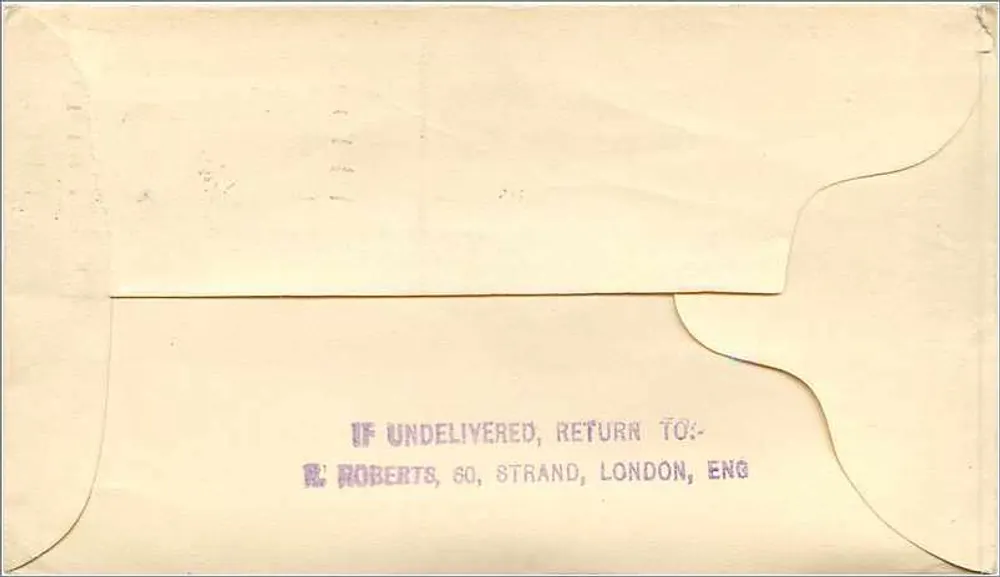 London — Umschlag nach Boston — britische Post - Rückseite