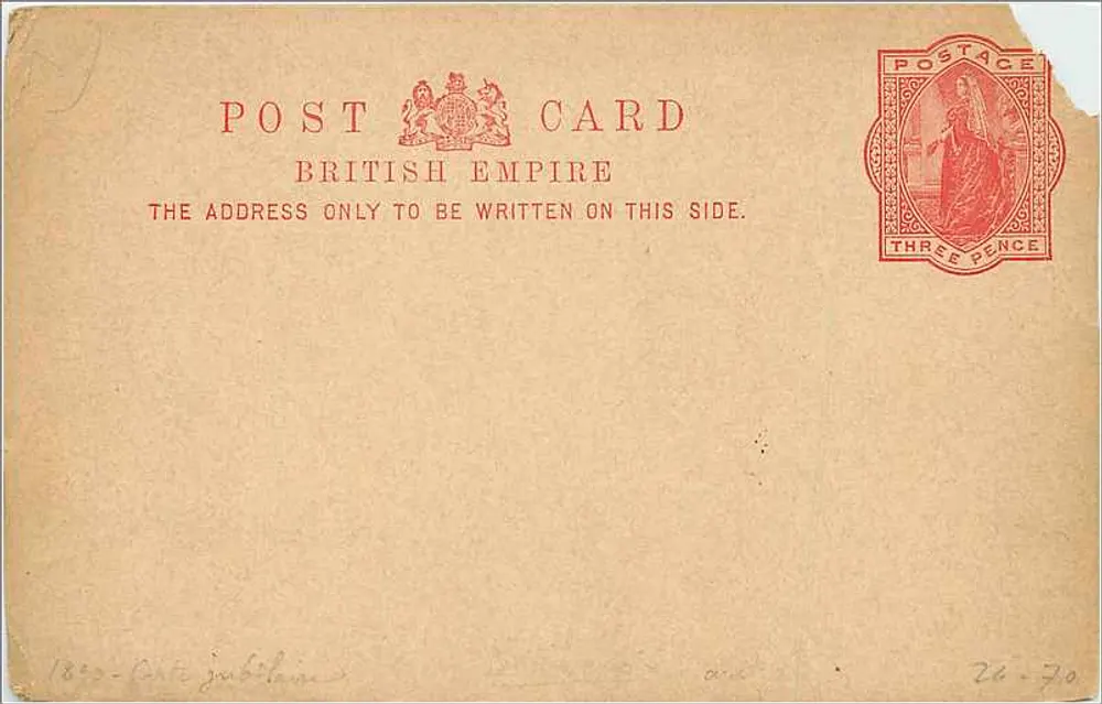 Ansichtskarte des Britischen Empire — Rückseite auf Italienisch — 3 Pence-Stempel - Vorderseite