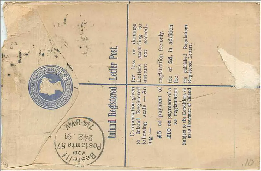 Britische empfangsbestätigte Briefkarte — Postdienst — Verleger: Inland Post - Rückseite