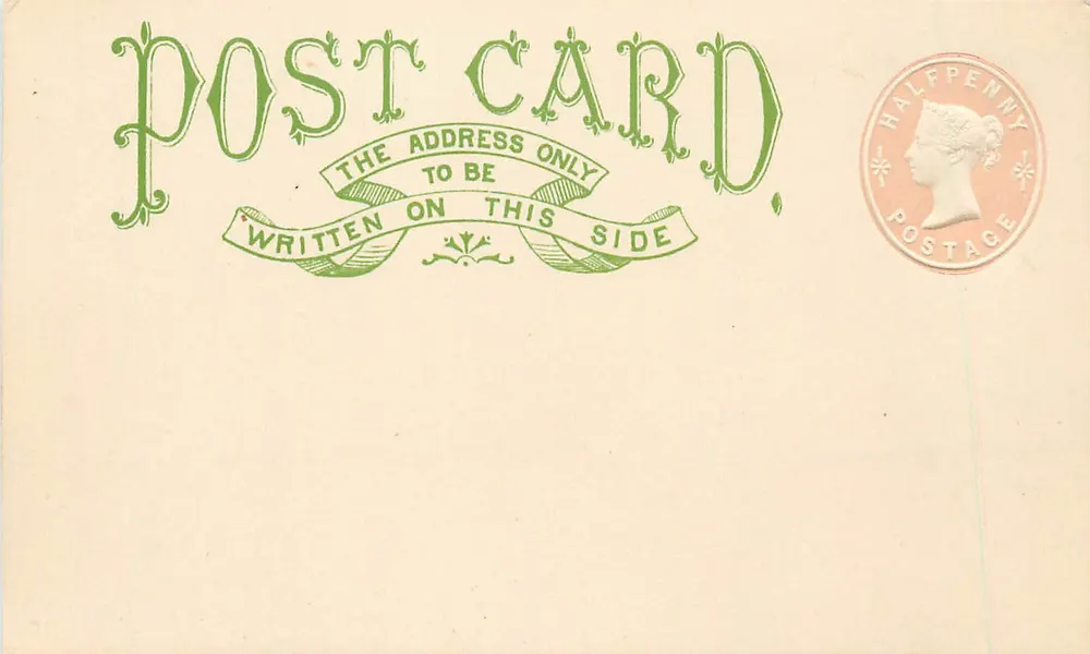 Englische Ansichtskarte — gedruckter Text — Stempel - Vorderseite