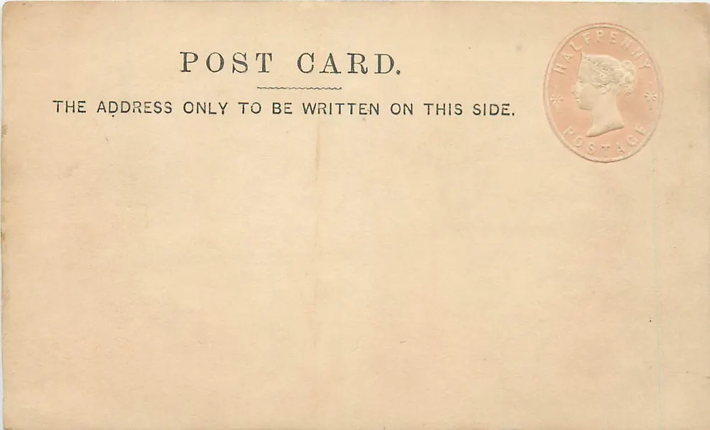 Englische Ansichtskarte — Rückseite — Halbpfennig-Poststempel - Vorderseite