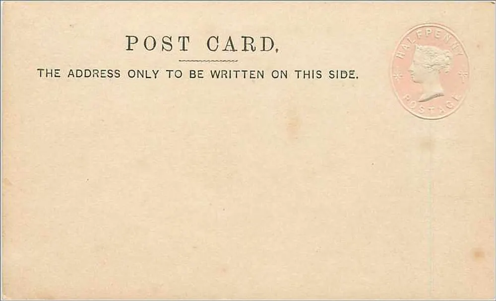 Englische Ansichtskarte — Rückseite — Halbpfennig-Poststempel - Vorderseite