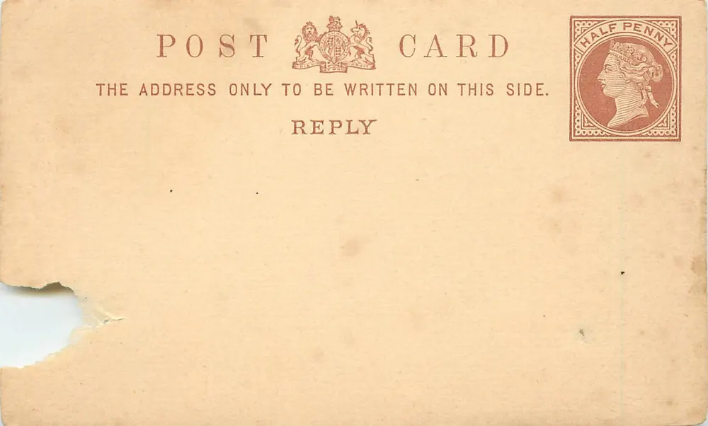 Britische Ansichtskarte — Rückseite — 1/2 Penny-Stempel - Vorderseite