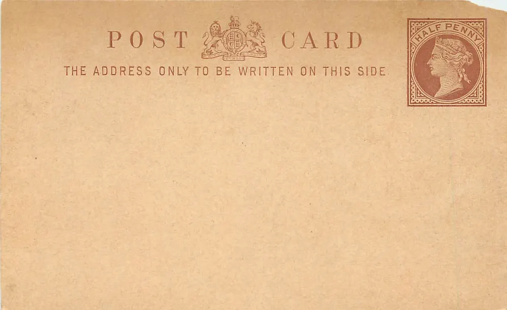 Britische Karteikarte — ½ Penny Victoria-Stempel — Rückseite - Vorderseite