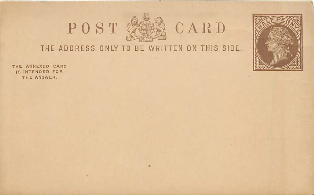 Britische Postkarte — Antwortformat — ½ Penny-Stempel - Vorderseite