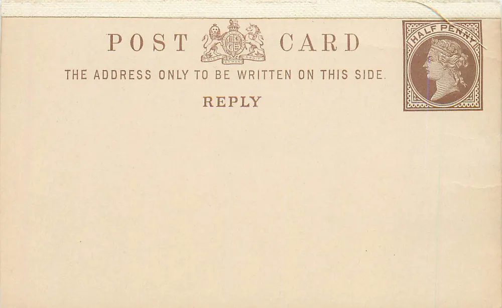 Britische Ansichtskarte — Vorder- und Rückseite — ½ Penny-Poststempel - Vorderseite