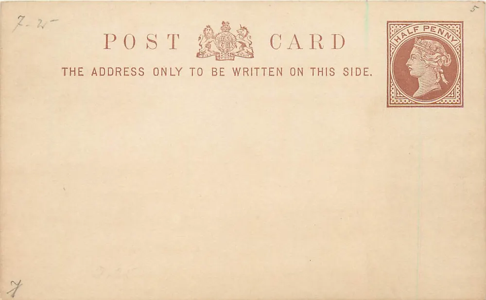 Britische Ansichtskarte — Vorder- und Rückseite leer — ½ Penny-Stempel - Vorderseite